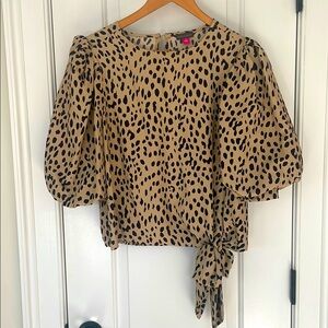 NWOT, Size Small, Leopard Print Puff Sleeve Top